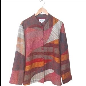 Orvis Vintage Women's Wool Coat Multicolour Patchwork Size XL